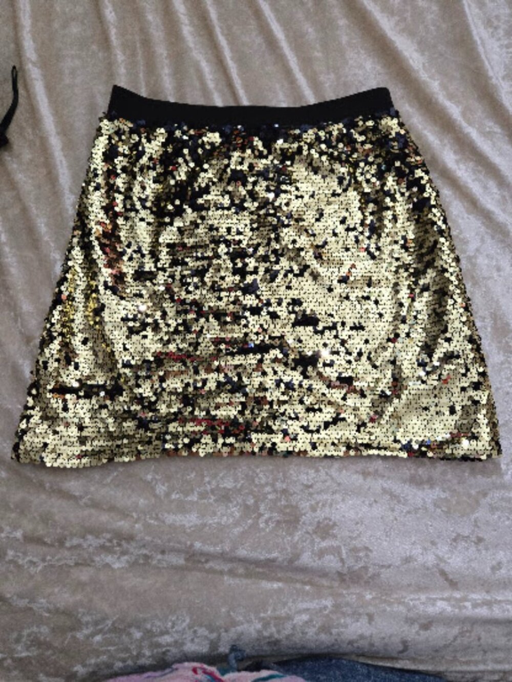 Free Press Gold Sequin Mini Skirt Glam Party Clubwear Womens